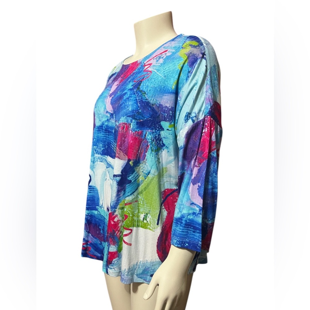 NWT Ali Miles Plus Size 1X Abstract Multi Print Tunic Top - Picture 3 of 10
